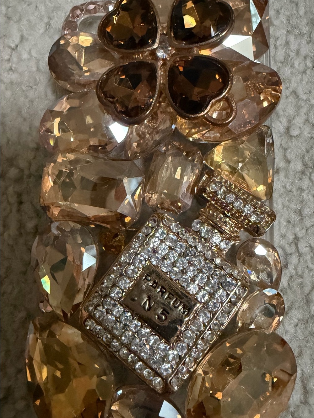 Crystal Perfume Bottle Statement Bracelet - Champagne